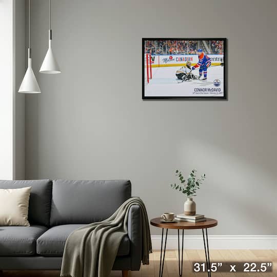 Connor McDavid 20" x 29" Framed Canvas Oilers 50th Goal 31.5" x 22.5"